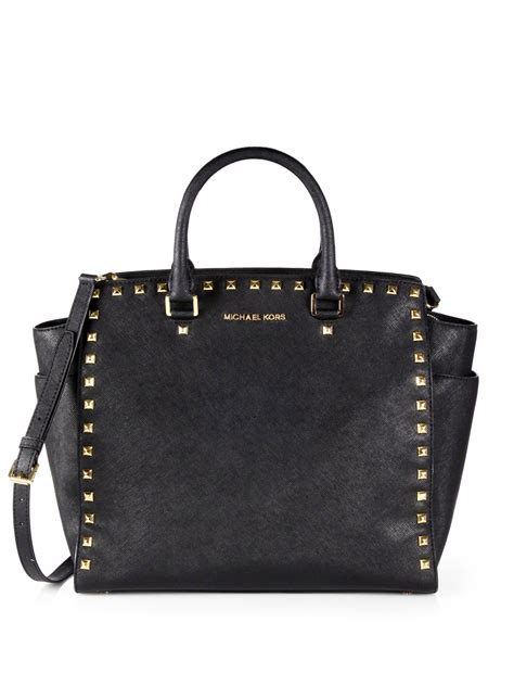 buy michael kors black handbag|michael kors black studded bag.